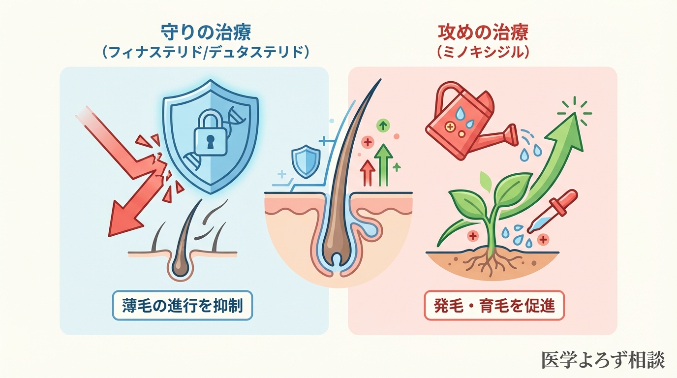 AGA治療の3本柱：守りの治療と攻めの治療
