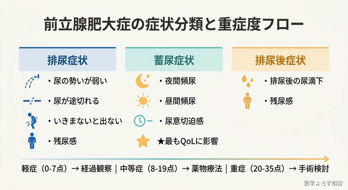 前立腺肥大症の症状分類と重症度フロー