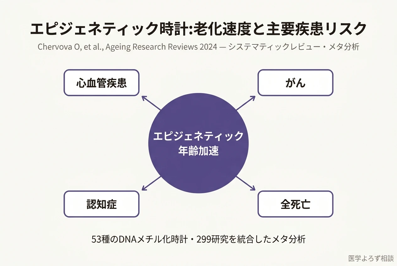 Breaking new ground on human health and well-being with epigenetic clocks: A systematic review and meta-analysis of epigenetic age acceleration associations の研究結果