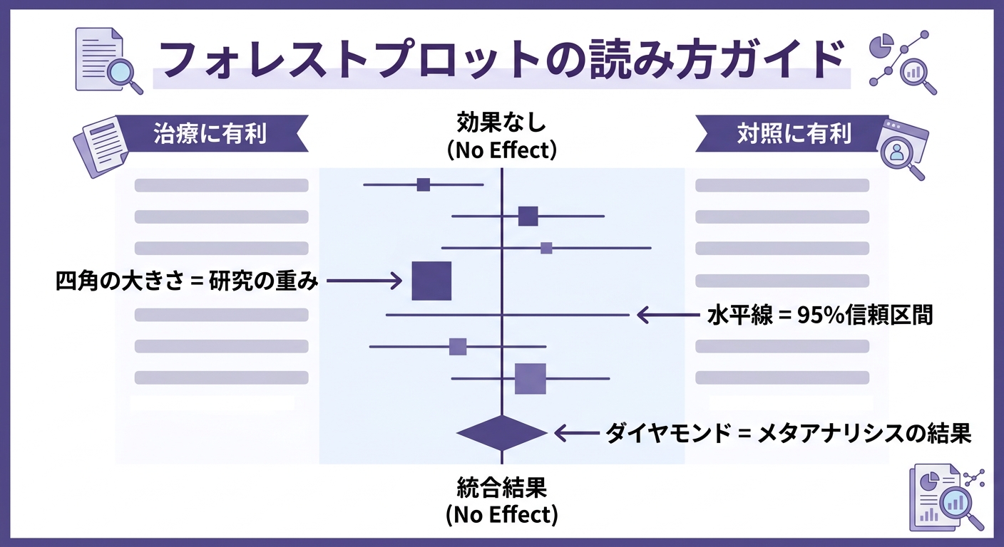 フォレストプロットの読み方図解