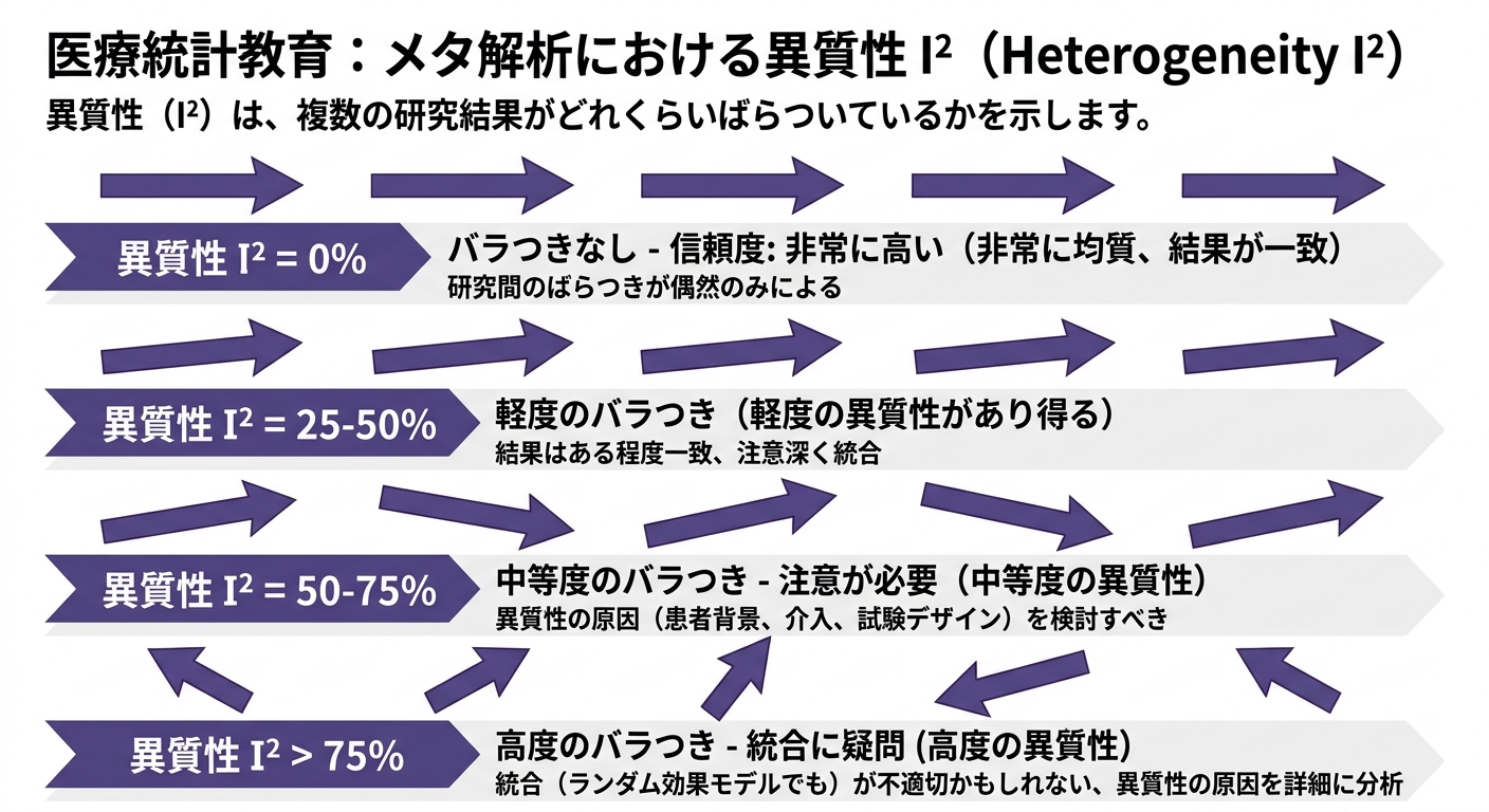 異質性(I²)の意味の図解