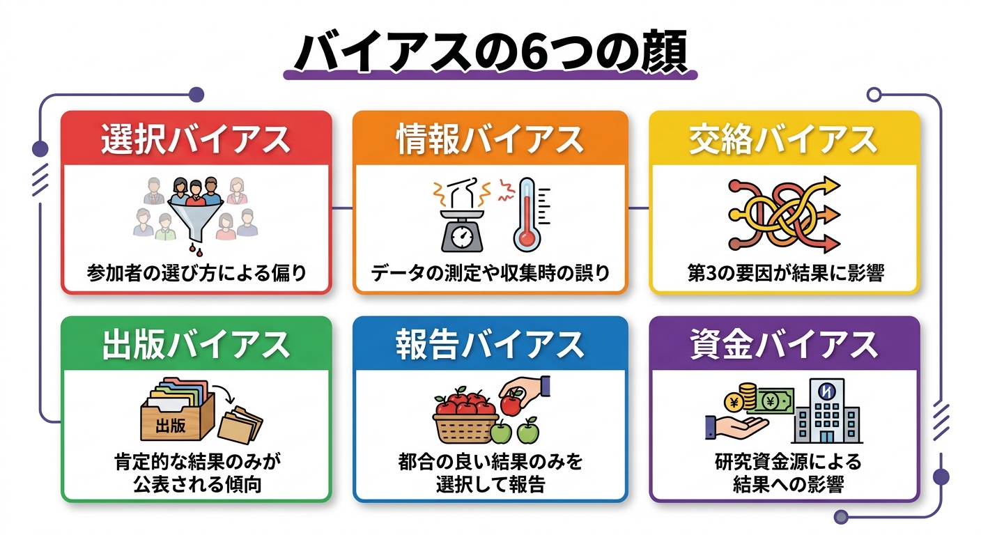 バイアスの6つの種類を示す図解