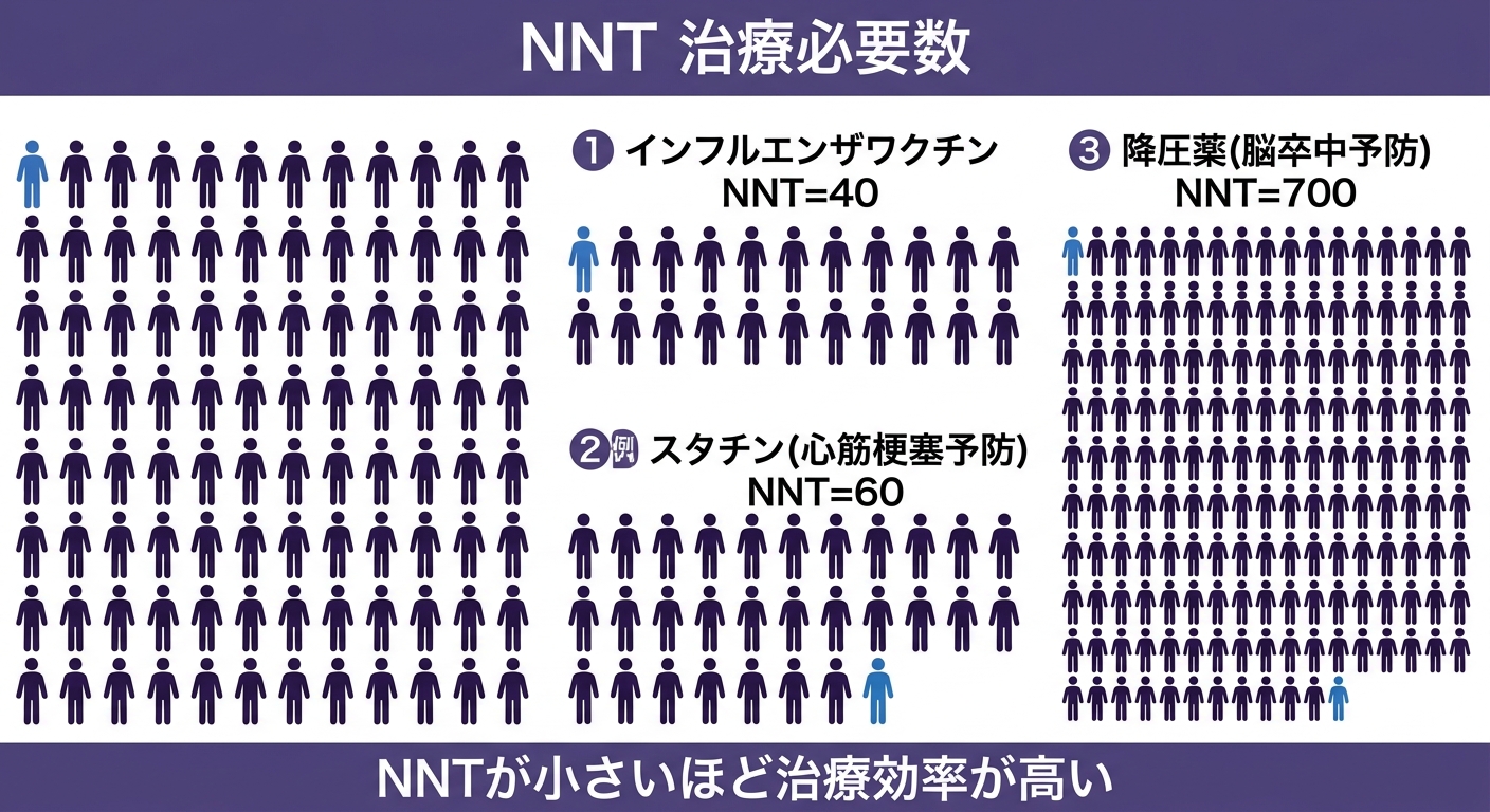 NNT(治療必要数)の概念図